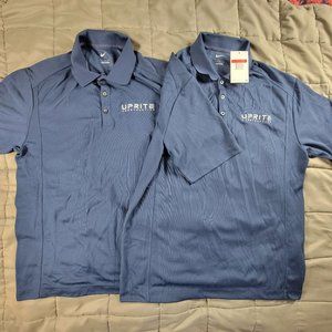 2x Nike Mens Large Dark Blue Polo Shirt Short Sleeve Casual Workwear Comfort